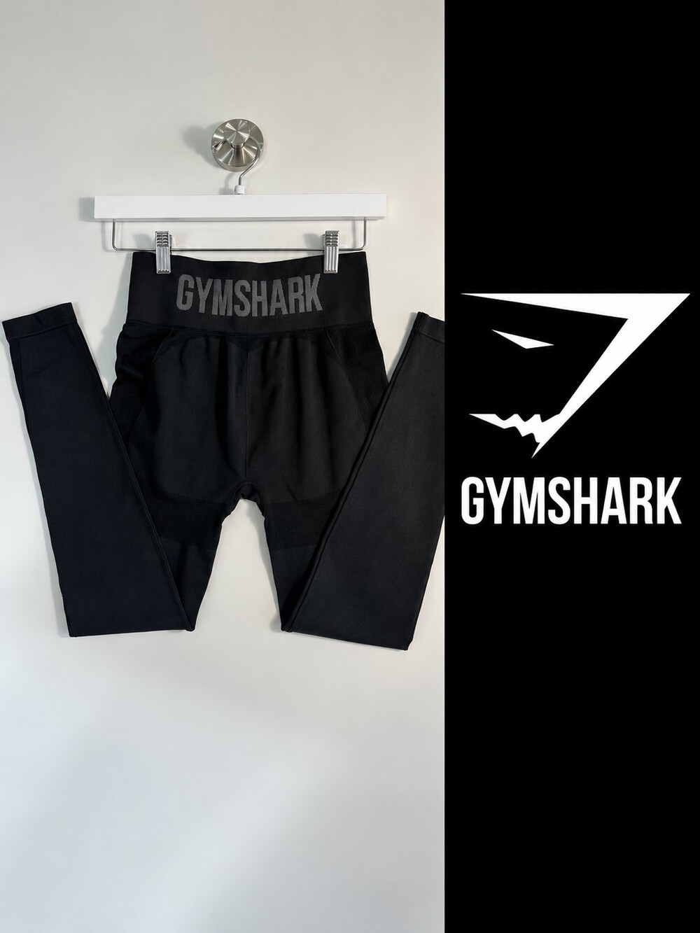 Gymshark Flex High Waisted Seamless Leggings Black Size M Logo Waistband